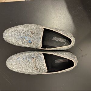 Silver Glitter Slip-On Loafers